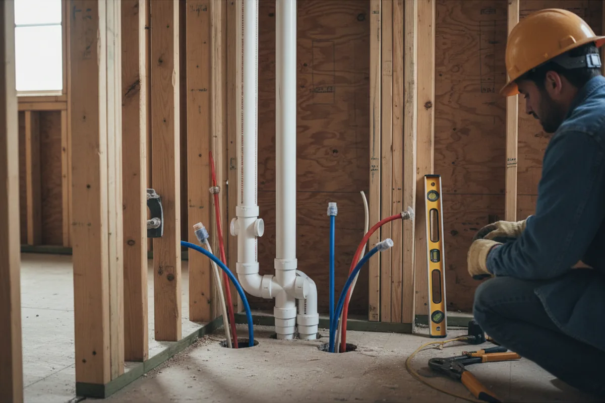 Drain and supply rough-in during Sump Pump Repair in Washingtonville